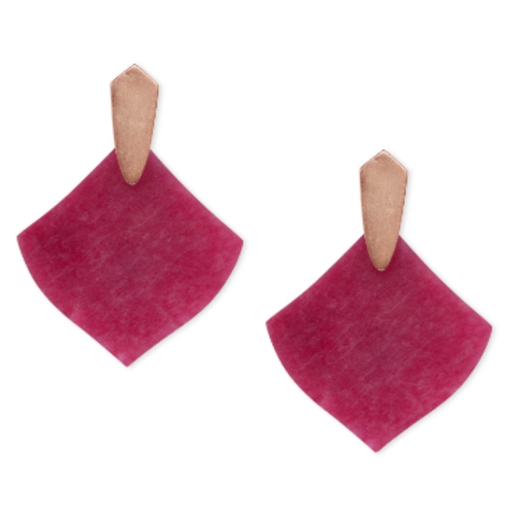 Astoria Rose Gold Drop Earrings In Maroon Jade